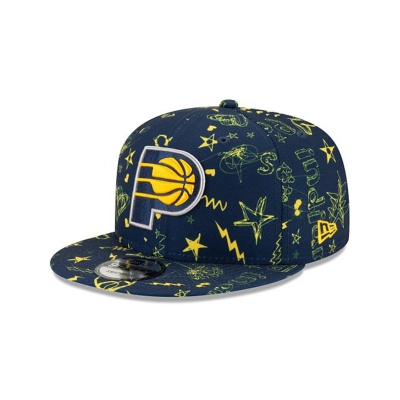 Blue Indiana Pacers Hat - New Era NBA Doodle 9FIFTY Snapback Caps USA2897156